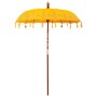Parasol Balinés Amarillo 180-190 cm Algodón, madera maciza