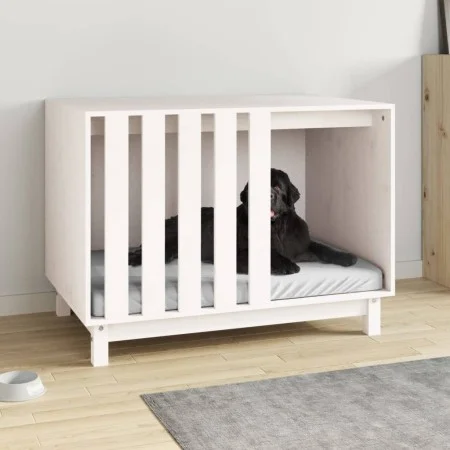Hundehütte aus massivem weißem Kiefernholz, 90 x 60 x 67 cm von vidaXL, Hundehütten - Ref: Foro24-822487, Preis: 131,48 €, Ra...