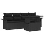 Conjunto de sofá de jardín con cojín 5 pcs Negro Poliratán