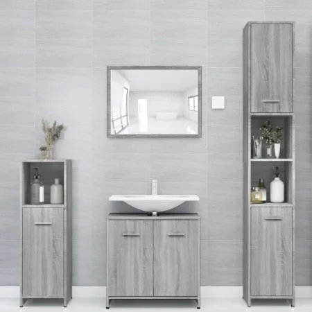 Armario de baño madera contrachapada gris Sonoma 30x30x183,5 cm de vidaXL, Muebles de baño - Ref: Foro24-815520, Precio: 88,0...