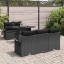 Conjunto de sofá de jardín con cojín 6 pcs Negro Poliratán