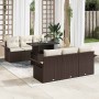 Conjunto de sofá de jardín con cojín 7 pcs Marrón Poliratán