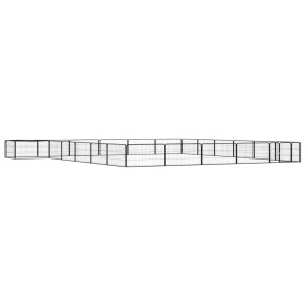 Hundekäfig 24 Paneele aus pulverbeschichtetem schwarzem Stahl 100x50 cm von vidaXL, Hundehütten und Zäune - Ref: Foro24-31159...