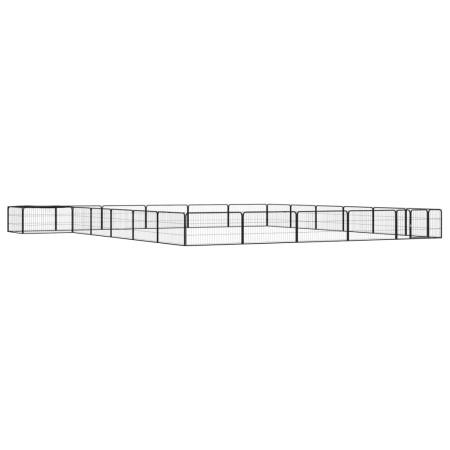 Hundekäfig 24 Paneele aus pulverbeschichtetem schwarzem Stahl 100x50 cm von vidaXL, Hundehütten und Zäune - Ref: Foro24-31159...