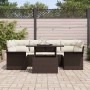 Conjunto de sofá de jardín con cojín 7 pcs Marrón Poliratán
