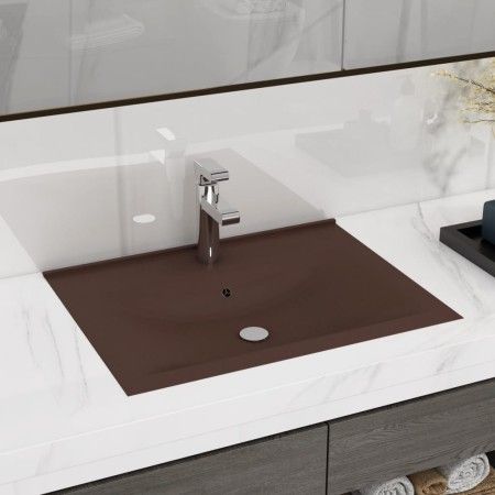 Luxuriöser Waschbeckenhahn mit Loch aus dunkelbrauner Keramik, 60 x 46 cm von vidaXL, Sinkt - Ref: Foro24-147028, Preis: 93,4...