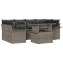Conjunto de sofá de jardín 7 pcs Gris Rattan de Poliéster en Conjuntos de jardín | Comprar online en Foro24