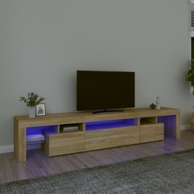 Mueble de TV con luces LED roble Sonoma 215x36,5x40 cm