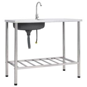 Campingspüle mit einem Becken und Wasserhahn aus Edelstahl von vidaXL, Sinkt - Ref: Foro24-151214, Preis: 227,19 €, Rabatt: %