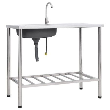 Campingspüle mit einem Becken und Wasserhahn aus Edelstahl von vidaXL, Sinkt - Ref: Foro24-151214, Preis: 227,19 €, Rabatt: %