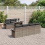Conjunto de sofá de jardín con cojín 8 pcs Gris Poliratán