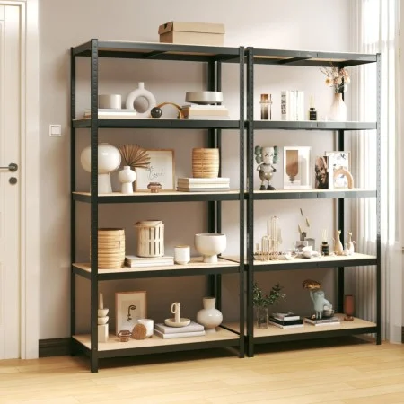 Shelving 5 levels 2 units anthracite gray steel and plywood by vidaXL, Industrial shelving - Ref: Foro24-3154215, Price: 156,...