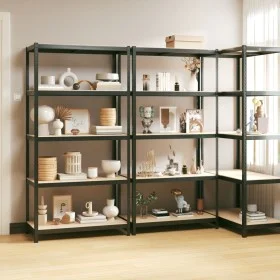 Shelving 5 levels 3 units anthracite gray steel and plywood by vidaXL, Industrial shelving - Ref: Foro24-3154216, Price: 229,...