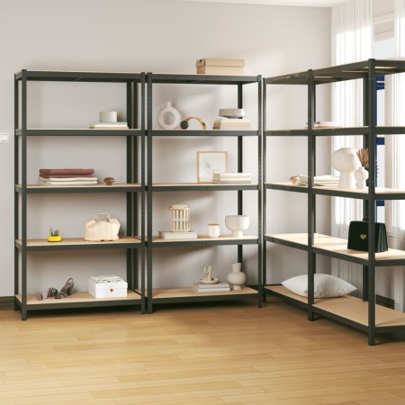 Shelving 5 levels 4 units anthracite gray steel and plywood by vidaXL, Industrial shelving - Ref: Foro24-3154217, Price: 322,...