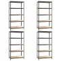 Shelving 5 levels 4 units anthracite gray steel and plywood by vidaXL, Industrial shelving - Ref: Foro24-3154217, Price: 310,...