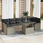 Conjunto de sofá de jardín con cojín 8 pcs Gris Claro Poliratán
