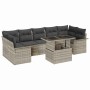 Conjunto de sofá de jardín con cojín 8 pcs Gris Claro Poliratán