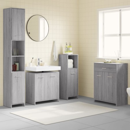 Bathroom furniture set 4 pieces sonoma gray plywood by vidaXL, Bathroom furniture - Ref: Foro24-3154410, Price: 235,41 €, Dis...
