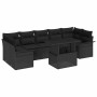 Conjunto de sofá de jardín con cojín 8 pcs Negro Poliratán