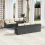 Conjunto de sofá de jardín con cojín 9 pcs Negro Poliratán