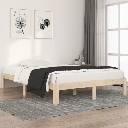 Solid pine wood bed frame 140x200 cm by vidaXL, Beds and slatted bases - Ref: Foro24-810365, Price: 89,94 €, Discount: %