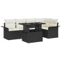 Conjunto de sofá de jardín con cojín 6 pcs Negro Poliratán