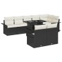 Conjunto de sofá de jardín con cojín 9 pcs Negro Poliratán