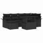 Conjunto de sofá de jardín con cojín 7 pcs Negro Poliratán