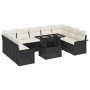 Conjunto de sofá de jardín 10 pcs Negro Rattan de Poliéster en Sofás de exterior | Comprar online en Foro24