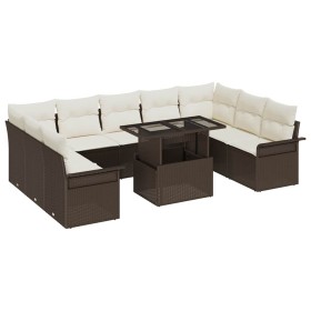 Conjunto de sofá de jardín 10 pcs Marrón 100 x 55 x 73 cm