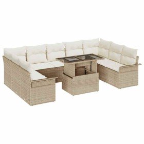 Conjunto de sofá de jardín Manual 10 pcs Beige 100 x 55 x 73 cm Conjunto de sofá de jardín Manual 10 pcs Beige 100 x 55 x 73 cm