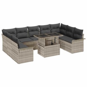 Conjunto de sofá de jardín 10 pcs Gris claro 100 x 55 x 73 cm