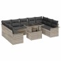 Conjunto de sofá de jardín 10 pcs Gris claro 100 x 55 x 73 cm