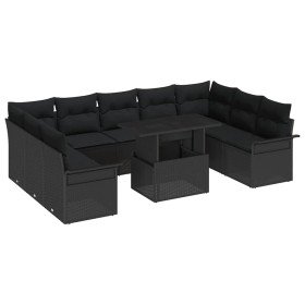 Conjunto de sofá de jardín Manual 10 pcs Negro 100 x 55 x 73 cm Conjunto de sofá de jardín Manual 10 pcs Negro 100 x 55 x 73 cm