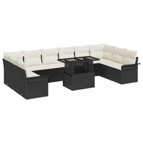 Conjunto de sofá de jardín Manual 11 pcs Negro 100 x 55 x 73 cm