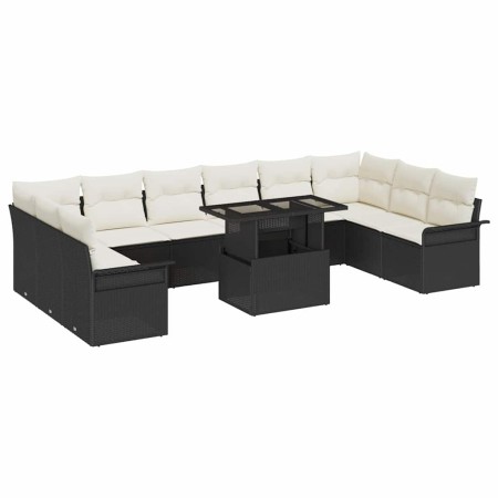 Conjunto de sofá de jardín Manual 11 pcs Negro 100 x 55 x 73 cm