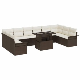 Conjunto de sofá de jardín 11 pcs Marrón 100 x 55 x 73 cm