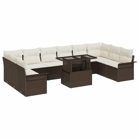 Conjunto de sofá de jardín 11 pcs Marrón 100 x 55 x 73 cm