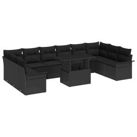 Conjunto de sofá de jardín Manual 11 pcs Negro 100 x 55 x 73 cm Conjunto de sofá de jardín Manual 11 pcs Negro 100 x 55 x 73 cm
