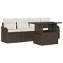 Conjunto de sofá de jardín Manual 5 pcs Marrón 100 x 55 x 73 cm