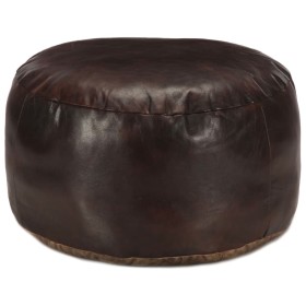 Puf marrón oscuro 60x30 cm cuero auténtico de cabra