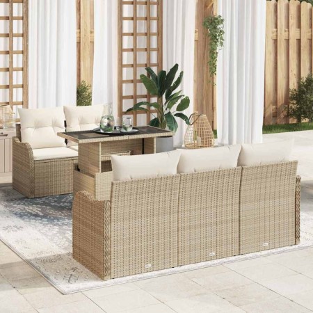 Conjunto de sofá de jardín Manual 6 pcs Beige 100 x 55 x 73 cm