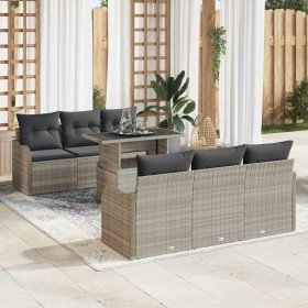 Conjunto de sofá de jardín 7 pcs Gris claro 100 x 55 x 73 cm