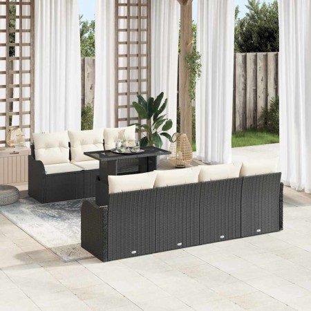 Conjunto de sofá de jardín Manual 8 pcs Negro 100 x 55 x 73 cm