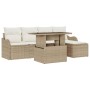 Conjunto de sofá de jardín con cojín 6 pcs Beige Poliratán