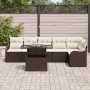 Conjunto de sofá de jardín Manual 7 pcs Marrón 100 x 55 x 73 cm