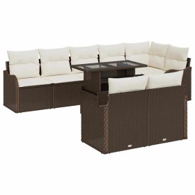 Conjunto de sofá de jardín Manual 9 pcs Marrón 100 x 55 x 73 cm