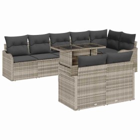 Conjunto de sofá de jardín 9 pcs Gris claro 100 x 55 x 73 cm