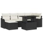 Conjunto de sofá de jardín con cojín 7 pcs Negro Poliratán