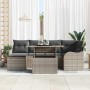 Conjunto de sofá de jardín con cojín 7 pcs Gris Poliratán